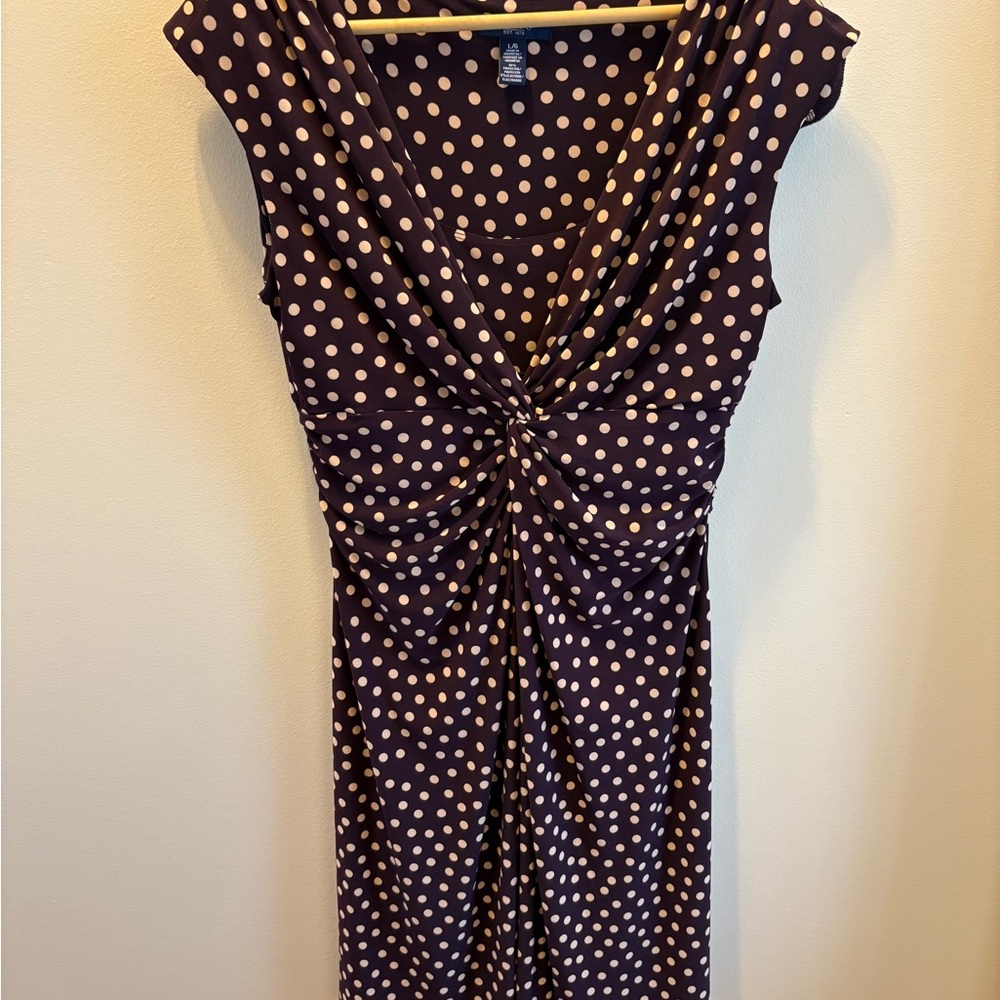 Chaps polkadot Ruched Front Midi Dress